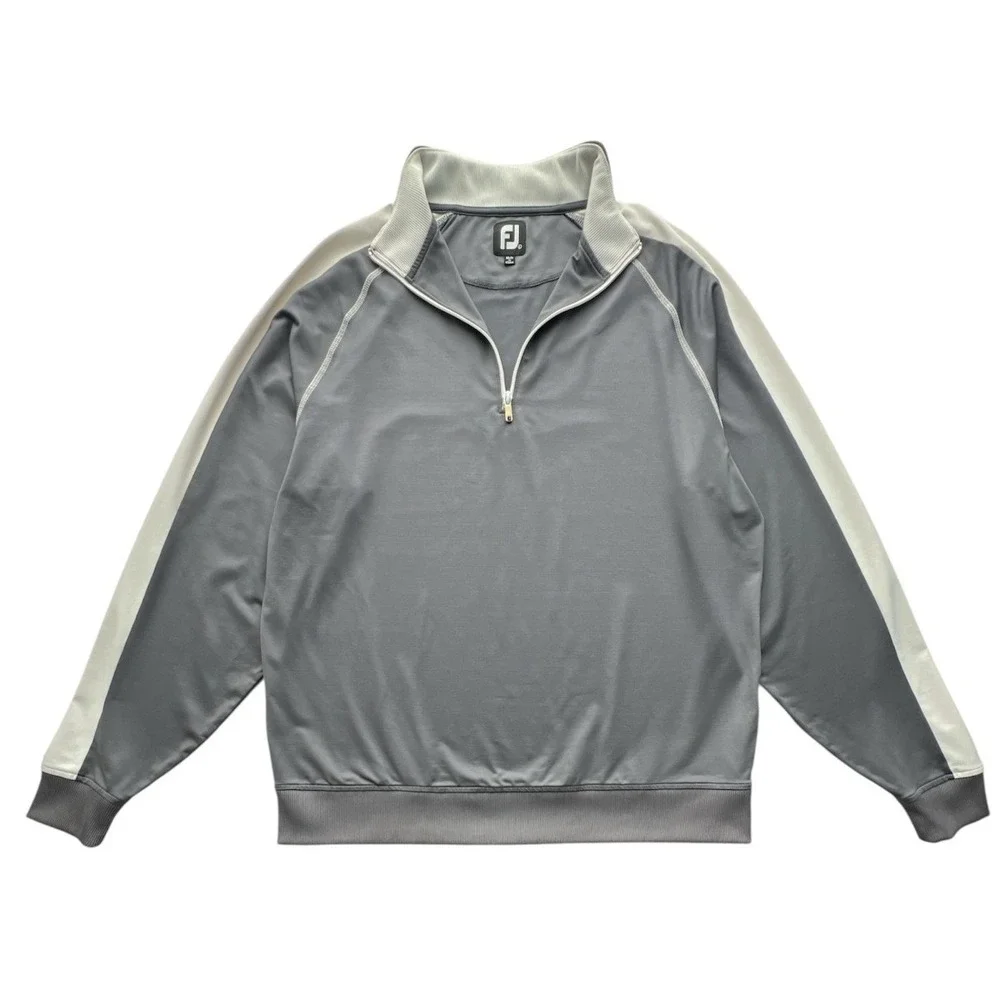 FootJoy Golf Quarter Zip Pullover Mens L Gray White Performance Stretch Layer